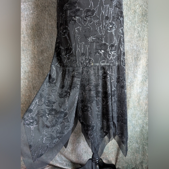 Fairycore Y2K 2000s Glitter Black Prom Slip Strap Dress - Picture 4 of 6